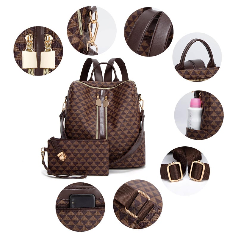 Makes Backpack Purse for Women PU Leather Travel Satchel Handbag Convertible Design Bag with Purse 2 Piece - Image 3